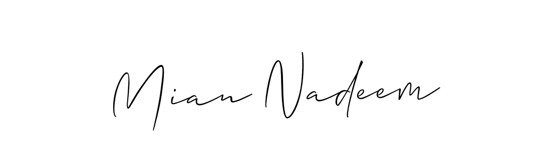 Create a beautiful signature design for name Mian Nadeem. With this signature (Allison_Script) fonts, you can make a handwritten signature for free. Mian Nadeem signature style 2 images and pictures png