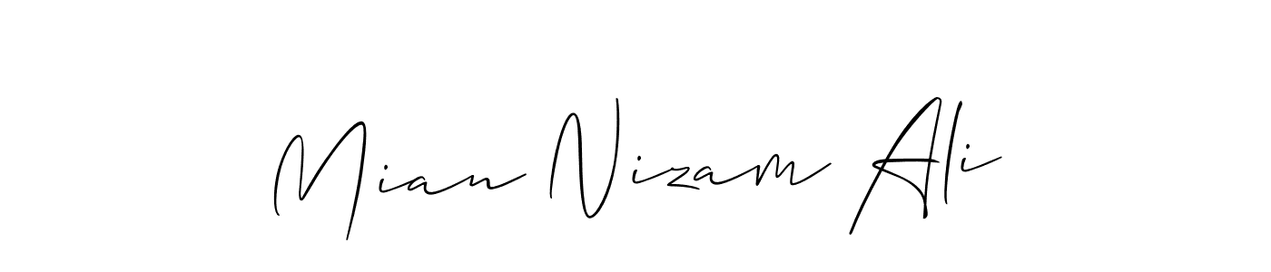 How to make Mian Nizam Ali name signature. Use Allison_Script style for creating short signs online. This is the latest handwritten sign. Mian Nizam Ali signature style 2 images and pictures png