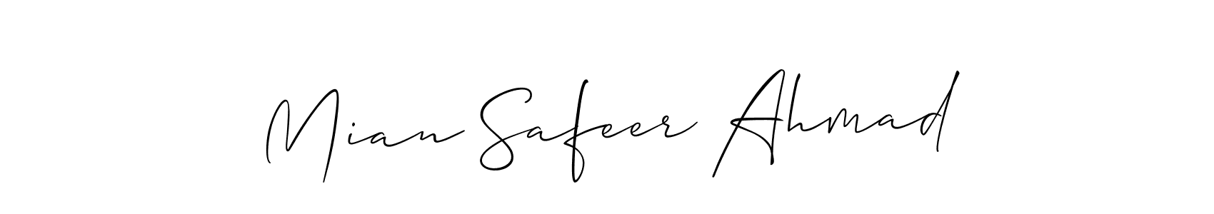 Use a signature maker to create a handwritten signature online. With this signature software, you can design (Allison_Script) your own signature for name Mian Safeer Ahmad. Mian Safeer Ahmad signature style 2 images and pictures png