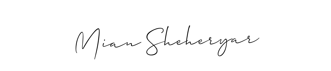 Also we have Mian Sheheryar name is the best signature style. Create professional handwritten signature collection using Allison_Script autograph style. Mian Sheheryar signature style 2 images and pictures png