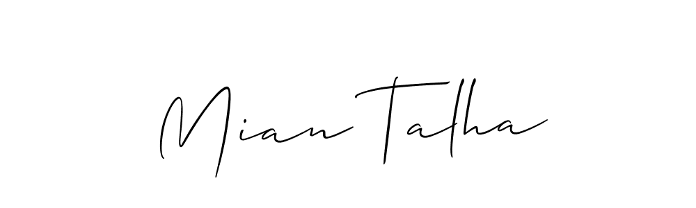 The best way (Allison_Script) to make a short signature is to pick only two or three words in your name. The name Mian Talha include a total of six letters. For converting this name. Mian Talha signature style 2 images and pictures png