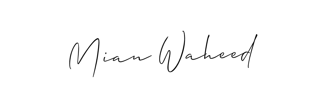How to make Mian Waheed name signature. Use Allison_Script style for creating short signs online. This is the latest handwritten sign. Mian Waheed signature style 2 images and pictures png