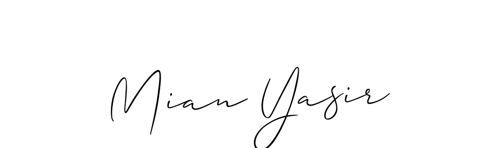 Make a beautiful signature design for name Mian Yasir. With this signature (Allison_Script) style, you can create a handwritten signature for free. Mian Yasir signature style 2 images and pictures png