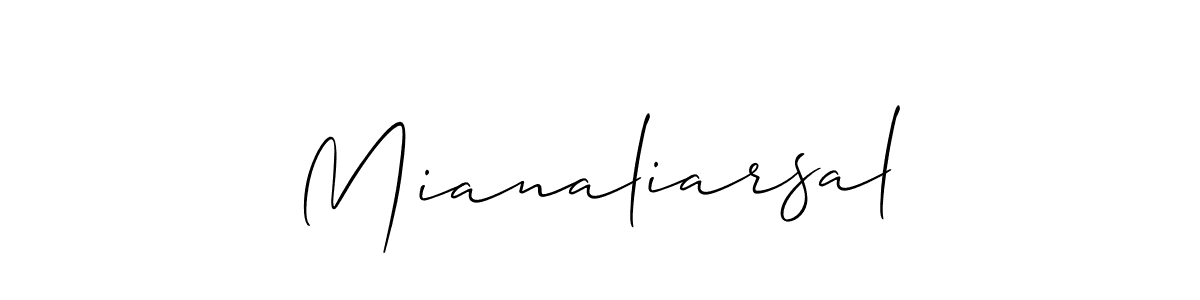 Use a signature maker to create a handwritten signature online. With this signature software, you can design (Allison_Script) your own signature for name Mianaliarsal. Mianaliarsal signature style 2 images and pictures png