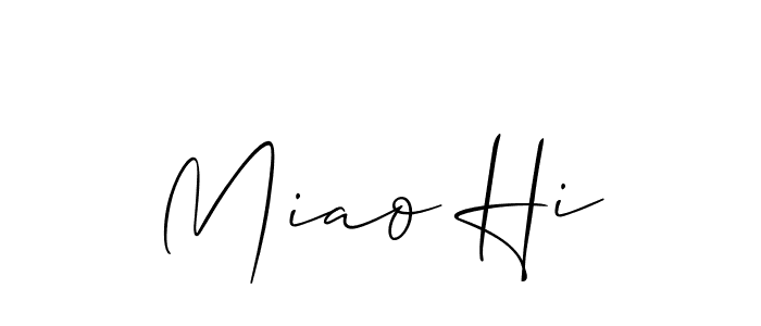 Allison_Script is a professional signature style that is perfect for those who want to add a touch of class to their signature. It is also a great choice for those who want to make their signature more unique. Get Miao Hi name to fancy signature for free. Miao Hi signature style 2 images and pictures png