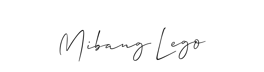 Use a signature maker to create a handwritten signature online. With this signature software, you can design (Allison_Script) your own signature for name Mibang Lego. Mibang Lego signature style 2 images and pictures png