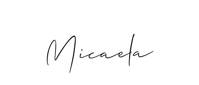 Micaela stylish signature style. Best Handwritten Sign (Allison_Script) for my name. Handwritten Signature Collection Ideas for my name Micaela. Micaela signature style 2 images and pictures png