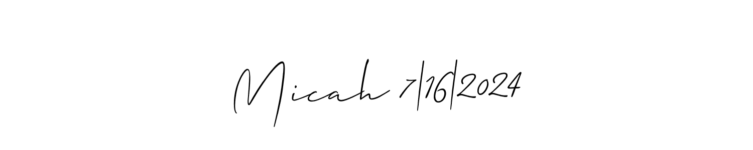 Allison_Script is a professional signature style that is perfect for those who want to add a touch of class to their signature. It is also a great choice for those who want to make their signature more unique. Get Micah 7|16|2024 name to fancy signature for free. Micah 7|16|2024 signature style 2 images and pictures png