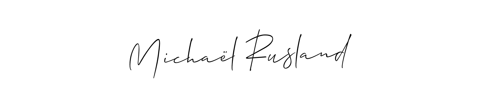 Make a short Michaël Rusland signature style. Manage your documents anywhere anytime using Allison_Script. Create and add eSignatures, submit forms, share and send files easily. Michaël Rusland signature style 2 images and pictures png