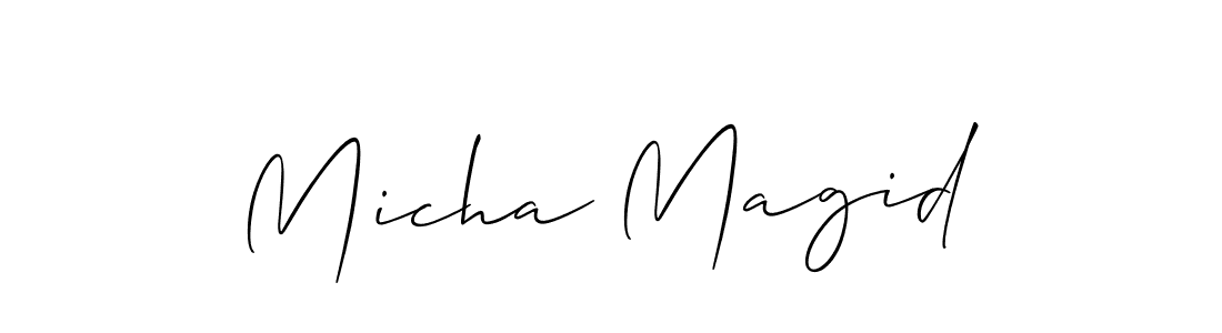 This is the best signature style for the Micha Magid name. Also you like these signature font (Allison_Script). Mix name signature. Micha Magid signature style 2 images and pictures png