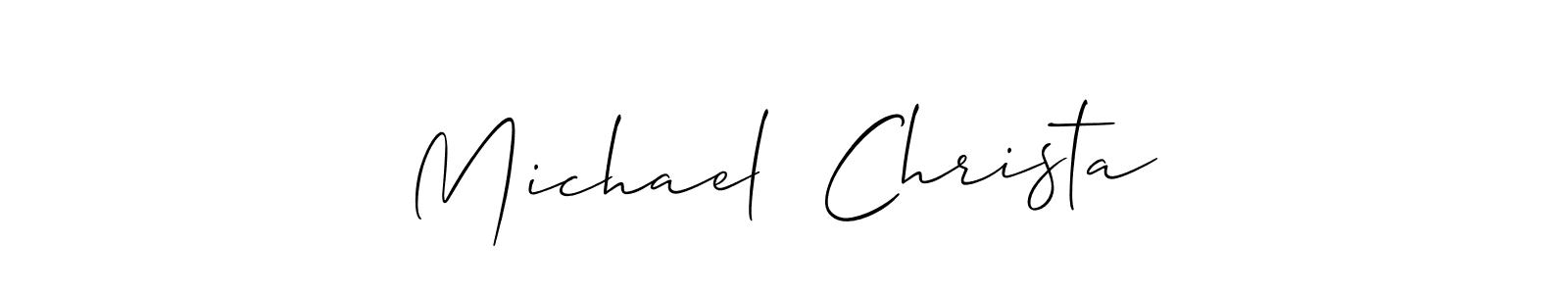 You should practise on your own different ways (Allison_Script) to write your name (Michael  Christa) in signature. don't let someone else do it for you. Michael  Christa signature style 2 images and pictures png