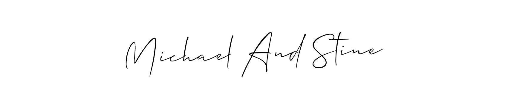 Similarly Allison_Script is the best handwritten signature design. Signature creator online .You can use it as an online autograph creator for name Michael And Stine. Michael And Stine signature style 2 images and pictures png