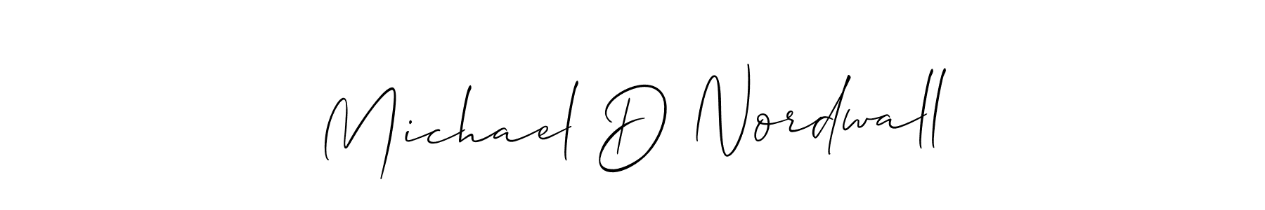How to make Michael D Nordwall signature? Allison_Script is a professional autograph style. Create handwritten signature for Michael D Nordwall name. Michael D Nordwall signature style 2 images and pictures png