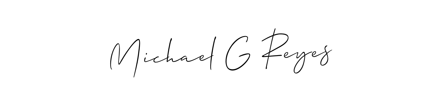 It looks lik you need a new signature style for name Michael G Reyes. Design unique handwritten (Allison_Script) signature with our free signature maker in just a few clicks. Michael G Reyes signature style 2 images and pictures png