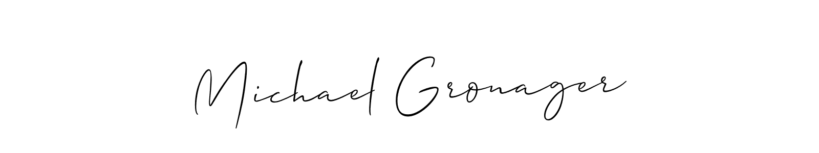 Use a signature maker to create a handwritten signature online. With this signature software, you can design (Allison_Script) your own signature for name Michael Gronager. Michael Gronager signature style 2 images and pictures png