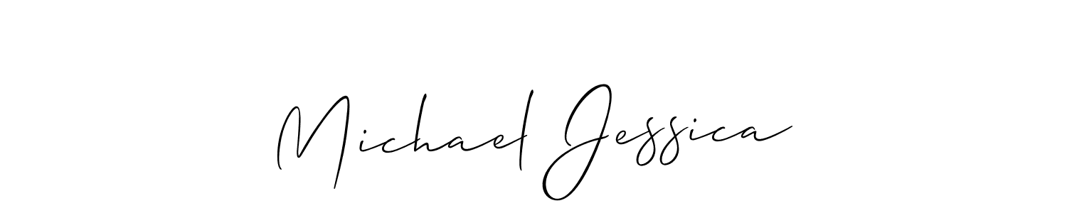 The best way (Allison_Script) to make a short signature is to pick only two or three words in your name. The name Michael Jessica include a total of six letters. For converting this name. Michael Jessica signature style 2 images and pictures png