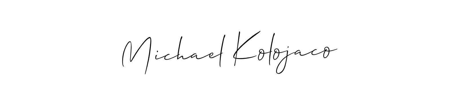 Use a signature maker to create a handwritten signature online. With this signature software, you can design (Allison_Script) your own signature for name Michael Kolojaco. Michael Kolojaco signature style 2 images and pictures png