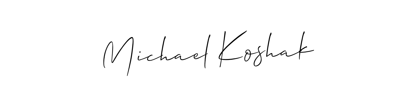 Create a beautiful signature design for name Michael Koshak. With this signature (Allison_Script) fonts, you can make a handwritten signature for free. Michael Koshak signature style 2 images and pictures png