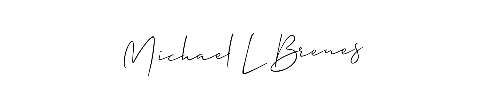 if you are searching for the best signature style for your name Michael L Brenes. so please give up your signature search. here we have designed multiple signature styles  using Allison_Script. Michael L Brenes signature style 2 images and pictures png