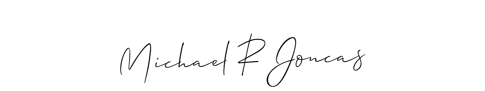 How to make Michael R Joncas name signature. Use Allison_Script style for creating short signs online. This is the latest handwritten sign. Michael R Joncas signature style 2 images and pictures png