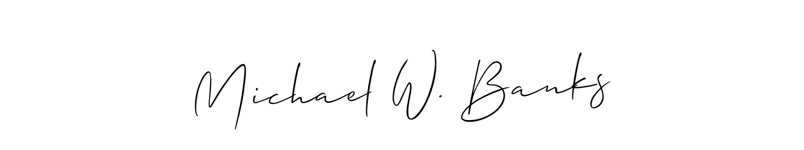 How to make Michael W. Banks name signature. Use Allison_Script style for creating short signs online. This is the latest handwritten sign. Michael W. Banks signature style 2 images and pictures png