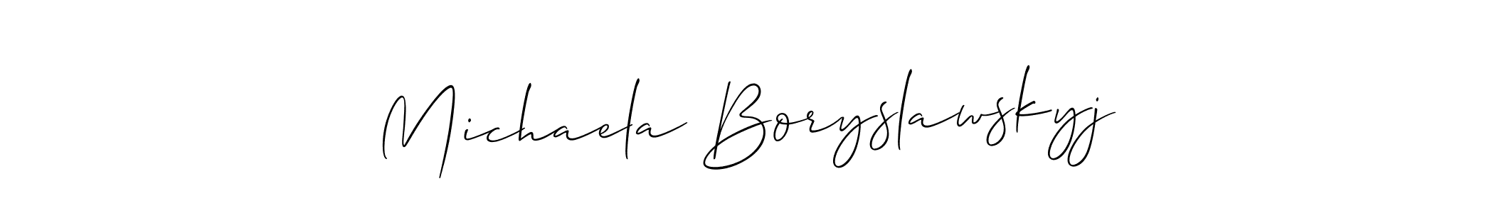 Also You can easily find your signature by using the search form. We will create Michaela Boryslawskyj name handwritten signature images for you free of cost using Allison_Script sign style. Michaela Boryslawskyj signature style 2 images and pictures png