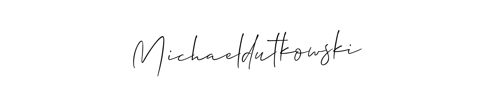 Make a short Michaeldutkowski signature style. Manage your documents anywhere anytime using Allison_Script. Create and add eSignatures, submit forms, share and send files easily. Michaeldutkowski signature style 2 images and pictures png