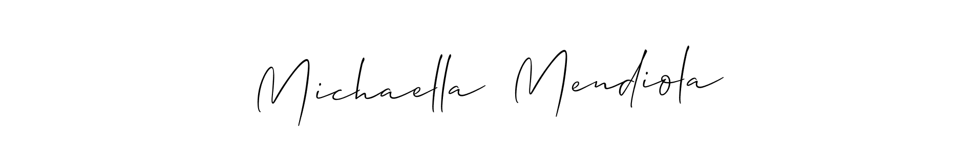 See photos of Michaella  Mendiola official signature by Spectra . Check more albums & portfolios. Read reviews & check more about Allison_Script font. Michaella  Mendiola signature style 2 images and pictures png
