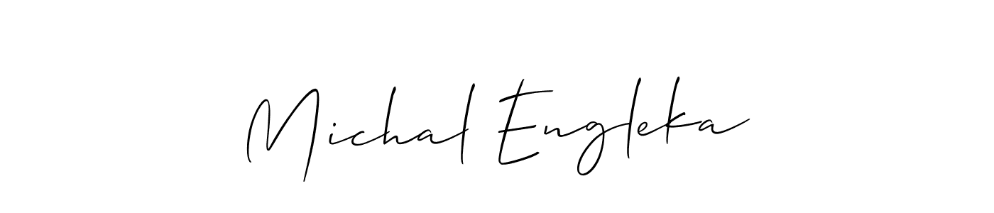 You should practise on your own different ways (Allison_Script) to write your name (Michal Engleka) in signature. don't let someone else do it for you. Michal Engleka signature style 2 images and pictures png