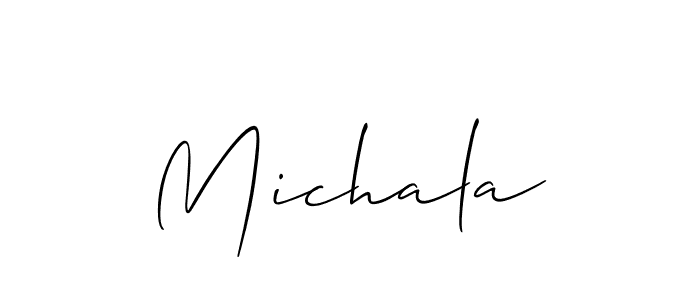 Allison_Script is a professional signature style that is perfect for those who want to add a touch of class to their signature. It is also a great choice for those who want to make their signature more unique. Get Michala name to fancy signature for free. Michala signature style 2 images and pictures png