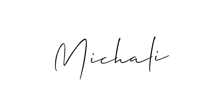 Design your own signature with our free online signature maker. With this signature software, you can create a handwritten (Allison_Script) signature for name Michali. Michali signature style 2 images and pictures png
