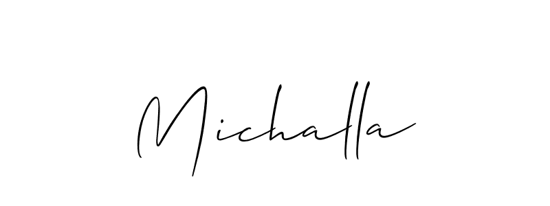 How to make Michalla name signature. Use Allison_Script style for creating short signs online. This is the latest handwritten sign. Michalla signature style 2 images and pictures png