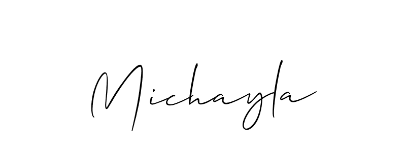 if you are searching for the best signature style for your name Michayla. so please give up your signature search. here we have designed multiple signature styles  using Allison_Script. Michayla signature style 2 images and pictures png