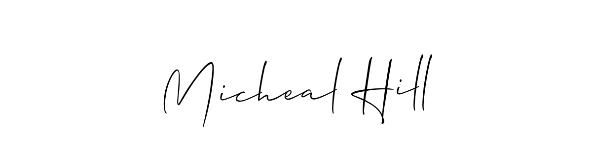 Make a short Micheal Hill signature style. Manage your documents anywhere anytime using Allison_Script. Create and add eSignatures, submit forms, share and send files easily. Micheal Hill signature style 2 images and pictures png