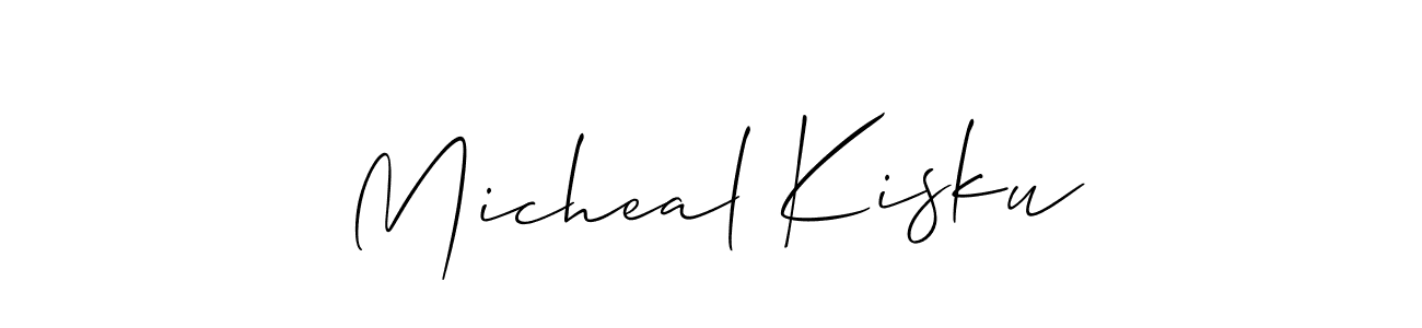 Allison_Script is a professional signature style that is perfect for those who want to add a touch of class to their signature. It is also a great choice for those who want to make their signature more unique. Get Micheal Kisku name to fancy signature for free. Micheal Kisku signature style 2 images and pictures png