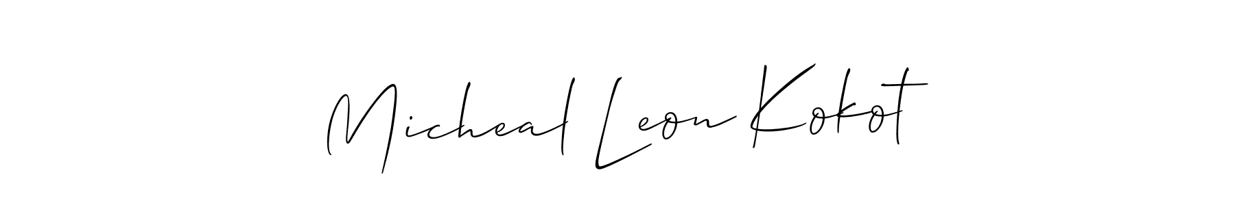 You should practise on your own different ways (Allison_Script) to write your name (Micheal Leon Kokot) in signature. don't let someone else do it for you. Micheal Leon Kokot signature style 2 images and pictures png
