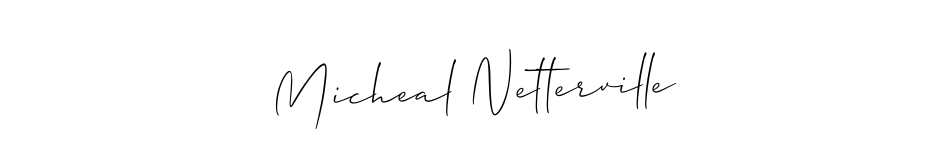 How to make Micheal Netterville name signature. Use Allison_Script style for creating short signs online. This is the latest handwritten sign. Micheal Netterville signature style 2 images and pictures png