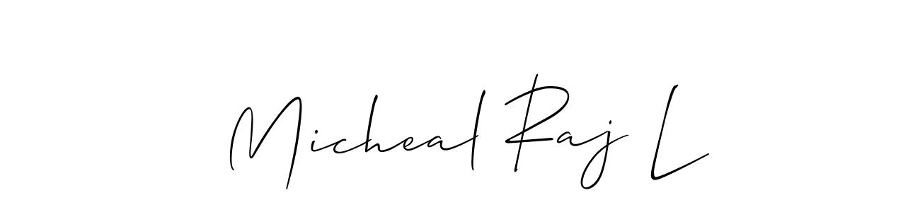Also we have Micheal Raj L name is the best signature style. Create professional handwritten signature collection using Allison_Script autograph style. Micheal Raj L signature style 2 images and pictures png