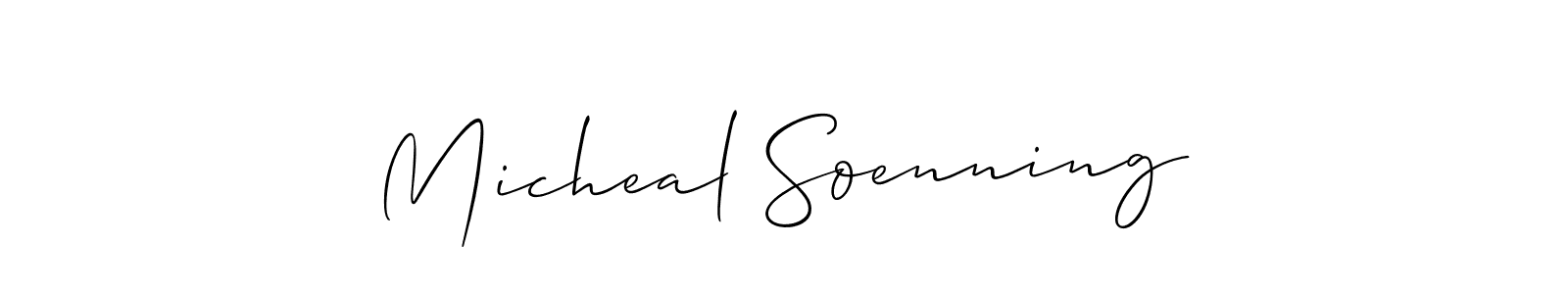 Create a beautiful signature design for name Micheal Soenning. With this signature (Allison_Script) fonts, you can make a handwritten signature for free. Micheal Soenning signature style 2 images and pictures png