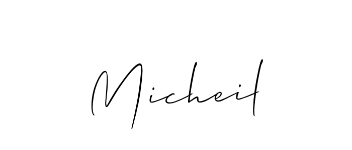 Make a beautiful signature design for name Micheil. With this signature (Allison_Script) style, you can create a handwritten signature for free. Micheil signature style 2 images and pictures png
