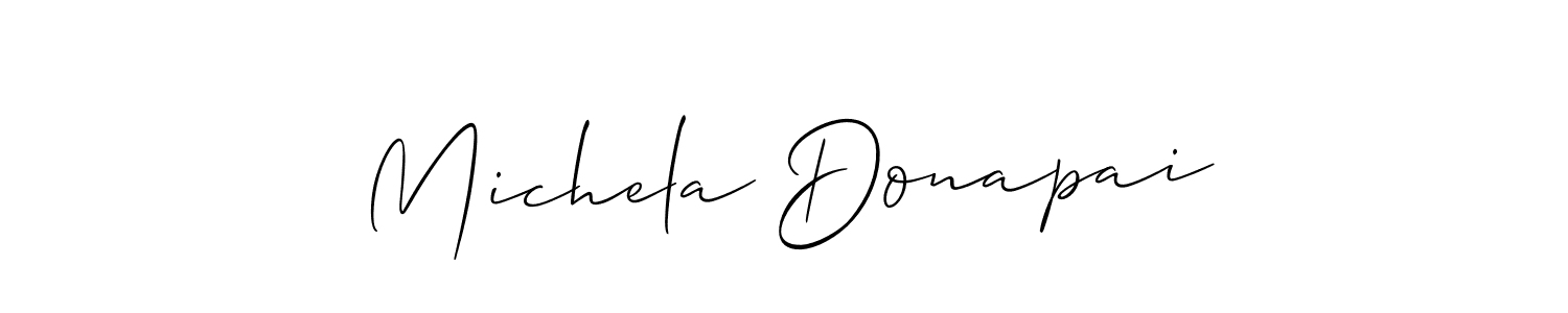 Use a signature maker to create a handwritten signature online. With this signature software, you can design (Allison_Script) your own signature for name Michela Donapai. Michela Donapai signature style 2 images and pictures png