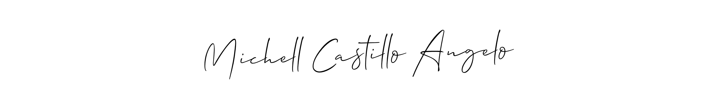 You should practise on your own different ways (Allison_Script) to write your name (Michell Castillo Angelo) in signature. don't let someone else do it for you. Michell Castillo Angelo signature style 2 images and pictures png