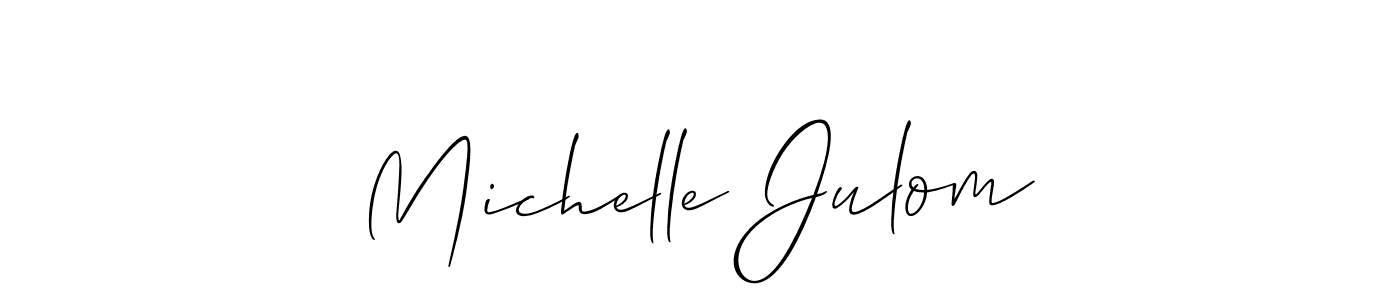 How to make Michelle Julom name signature. Use Allison_Script style for creating short signs online. This is the latest handwritten sign. Michelle Julom signature style 2 images and pictures png