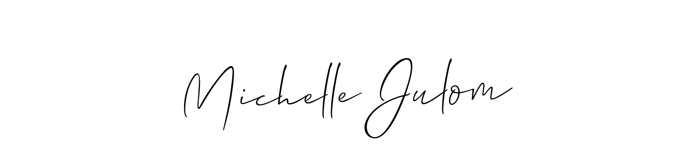 Make a short Michelle Julom signature style. Manage your documents anywhere anytime using Allison_Script. Create and add eSignatures, submit forms, share and send files easily. Michelle Julom signature style 2 images and pictures png
