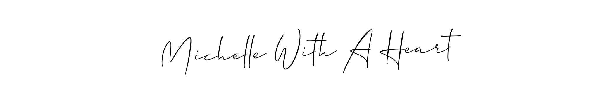 Allison_Script is a professional signature style that is perfect for those who want to add a touch of class to their signature. It is also a great choice for those who want to make their signature more unique. Get Michelle With A Heart name to fancy signature for free. Michelle With A Heart signature style 2 images and pictures png