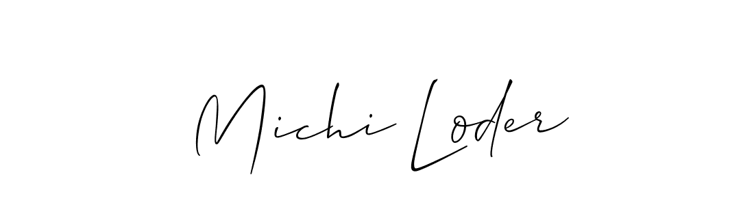 The best way (Allison_Script) to make a short signature is to pick only two or three words in your name. The name Michi Loder include a total of six letters. For converting this name. Michi Loder signature style 2 images and pictures png