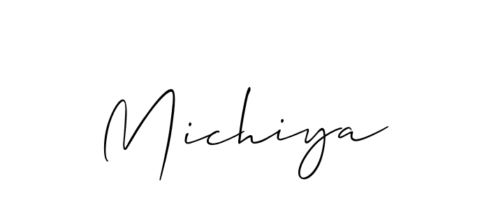 Use a signature maker to create a handwritten signature online. With this signature software, you can design (Allison_Script) your own signature for name Michiya. Michiya signature style 2 images and pictures png