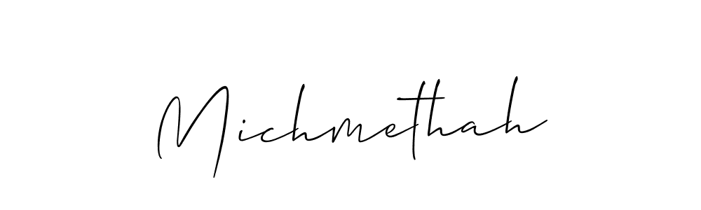 You should practise on your own different ways (Allison_Script) to write your name (Michmethah) in signature. don't let someone else do it for you. Michmethah signature style 2 images and pictures png