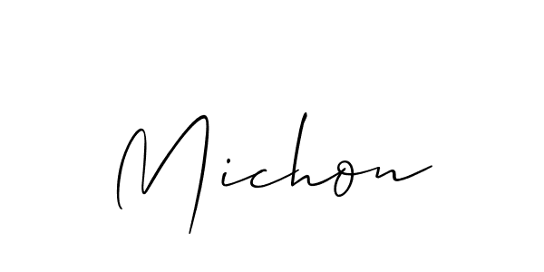 It looks lik you need a new signature style for name Michon. Design unique handwritten (Allison_Script) signature with our free signature maker in just a few clicks. Michon signature style 2 images and pictures png