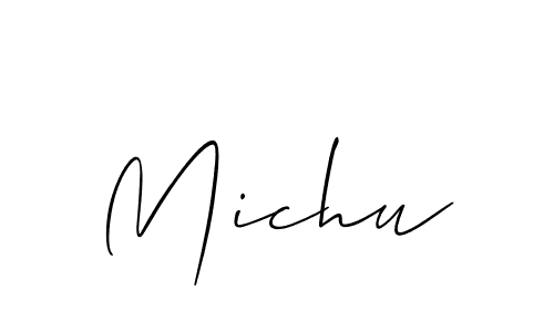 You should practise on your own different ways (Allison_Script) to write your name (Michu) in signature. don't let someone else do it for you. Michu signature style 2 images and pictures png